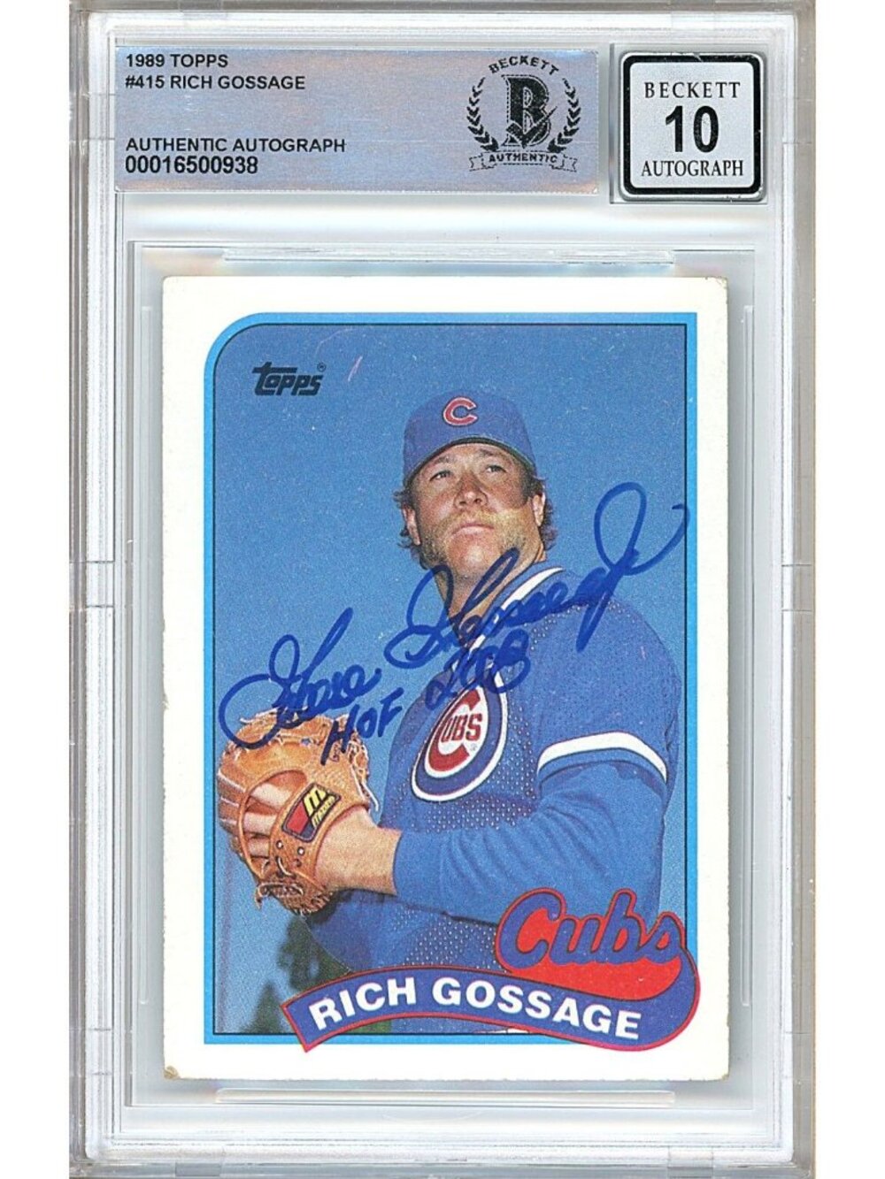 Goose Gossage Signed 1989 Topps #415 Chicago Cubs Beckett BAS Slab BGS Auto 10